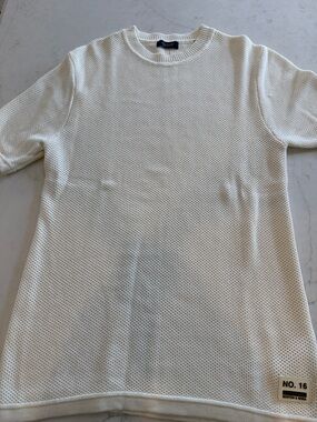 Scotch & Soda White Short-Sleeve Mesh Knit Shirt